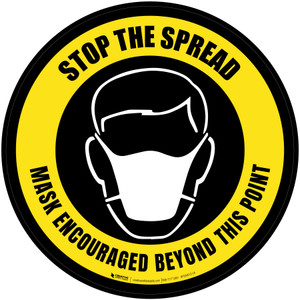 Stop The Spread Mask Encouraged Beyond This Point Circular With Icon - Floor Sign