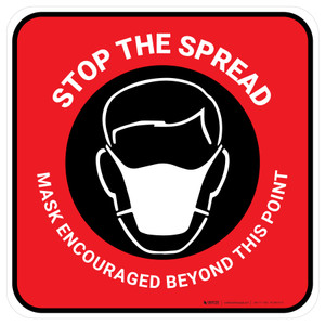 Stop The Spread Mask Encouraged Beyond This Point Red - Floor Sign