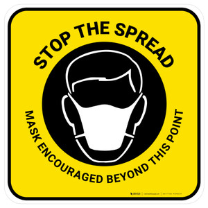 Stop The Spread Mask Encouraged Beyond This Point Square - Floor Sign