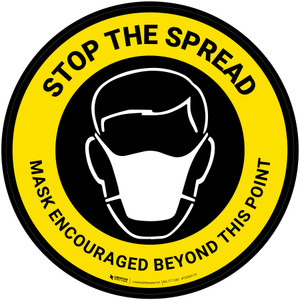 Stop The Spread Mask Encouraged Beyond This Point Yellow Black - Floor Sign