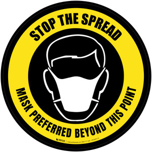 Stop The Spread Mask Preferred Beyond This Point Circular With Icon - Floor Sign