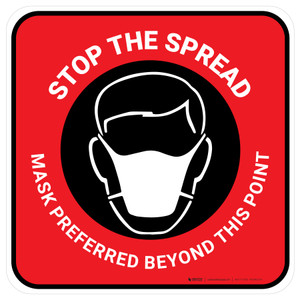 Stop The Spread Mask Preferred Beyond This Point Red - Floor Sign