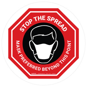 Stop The Spread Mask Preferred Beyond This Point Stop Circle - Floor Sign