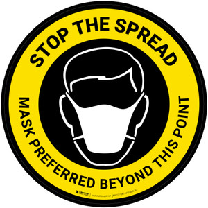 Stop The Spread Mask Preferred Beyond This Point Yellow Black - Floor Sign