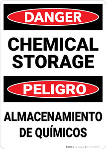 Danger: Chemical Storage Bilingual Spanish - Wall Sign Danger: Chemical Storage Bilingual Spanish - Wall Sign