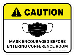 Caution: Mask Encouraged Before Entering Conference Room Rectangular - Floor Sign