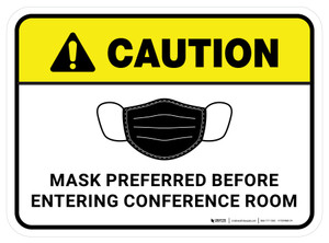 Caution: Mask Preferred Before Entering Conference Room Rectangular - Floor Sign