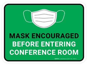 Mask Encouraged Before Entering Conference Room Green Rectangular - Floor Sign