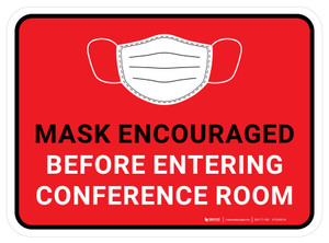 Mask Encouraged Before Entering Conference Room Red Rectangular - Floor Sign