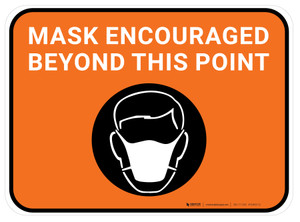 Mask Encouraged Beyond This Point Orange Rectangular - Floor Sign
