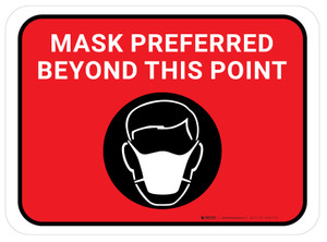 Mask Preferred Beyond This Point Red Rectangular - Floor Sign