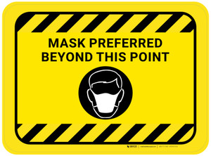 Mask Preferred Beyond This Point Yellow With Icon Rectangular - Floor Sign