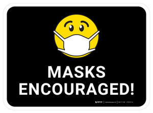 Masks Encouraged Black Rectangular - Floor Sign