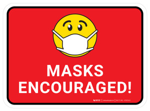 Masks Encouraged Red Rectangular - Floor Sign