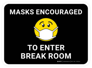 Masks Encouraged To Enter Break RoomWith Emoticon Rectangular - Floor Sign