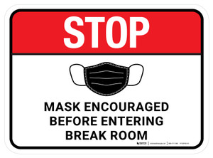 Stop: Mask Encouraged Before Entering Break Room Rectangular - Floor Sign