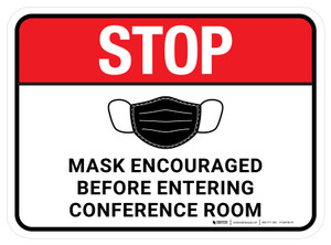 Stop: Mask Encouraged Before Entering Conference Room Rectangular - Floor Sign