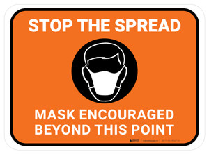 Stop The Spread Mask Encouraged Beyond This Point Orange Rectungular Rectangular - Floor Sign