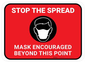 Stop The Spread Mask Encouraged Beyond This Point Red Rectangular - Floor Sign