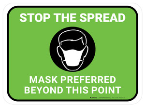 Stop The Spread Mask Preferred Beyond This Point Green Rectangular - Floor Sign