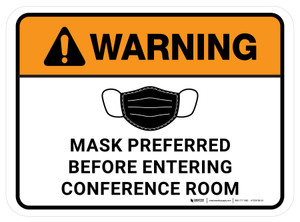 Warning Mask Preferred Before Entering Conference Room Rectangular - Floor Sign