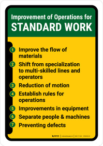 Improvement for Operations for Standard Work Portrait - Wall Sign