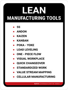 Lean Manufacturing Tools Portrait - Wall Sign