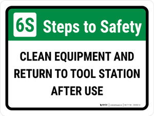 6S Steps: To Safety Clean Equipment And Return Landscape - Wall Sign