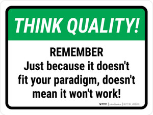 Think Quality: Just Because It Doesn't Fit Your Paradigm Landscape - Wall Sign