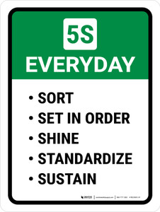 5S Everyday: Sort Set In Order Portrait - Wall Sign