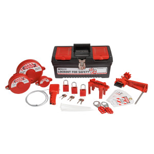 Valve Lockout Tagout Kit with Aluminum Safety Padlocks in Toolbox Valve Lockout Tagout Kit with Aluminum Safety Padlocks in Toolbox
