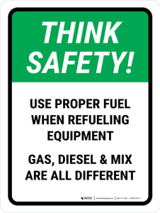 Think Safety: Think When Refueling Portrait - Wall Sign