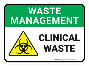 Waste Management: Clinical Waste with Hazard Icon Rectangular - Floor Sign