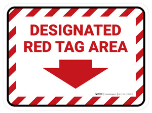 Designated Red Tag: Area with Down Arrow V2 Rectangle - Floor Sign