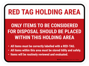 Red Tag Holding Area Rectangle - Floor Sign