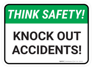 Think Safety: Knock Out Accidents Rectangle - Floor Sign