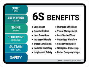 6S Lean Benefits Landscape - Wall Sign