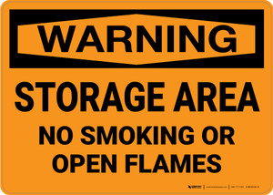 Warning: Storage Area No Smoking Open Flame - Wall Sign