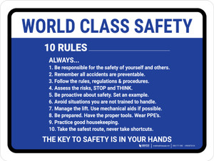 World Class Safety (Ten Rules) Landscape - Wall Sign