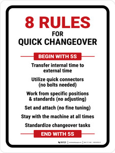 8 Rules For Quick Changeover Portrait - Wall Sign