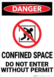 Danger: Confined Space Do Not Ener Without Permit - Wall Sign