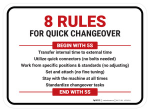8 Rules for Quick Changeover Rectangle - Floor Sign