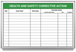 Health and Safety Corrective Action Whiteboard
