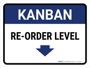 Kanban Re-order level Down Arrow Landscape - Wall Sign