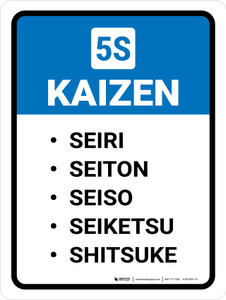 5S KAIZEN Portrait - Wall Sign