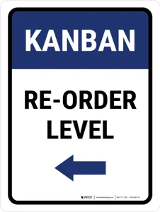 Kanban Re-order level Left Arrow Portrait - Wall Sign