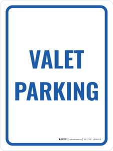 Valet Parking Sign Blue Portrait - Wall Sign