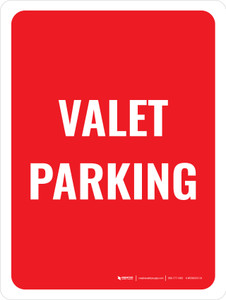 Valet Parking Sign Red Portrait Portrait - Wall Sign