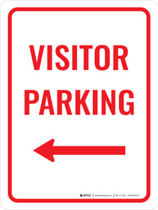 Visitor Parking (Left Arrow) Red Portrait - Wall Sign