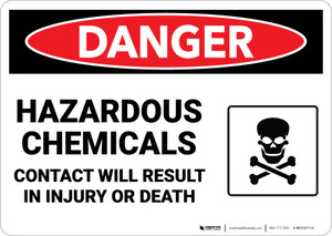 Danger: Hazardous Chemicals Contact Will Result in Injury or Death - Wall Sign